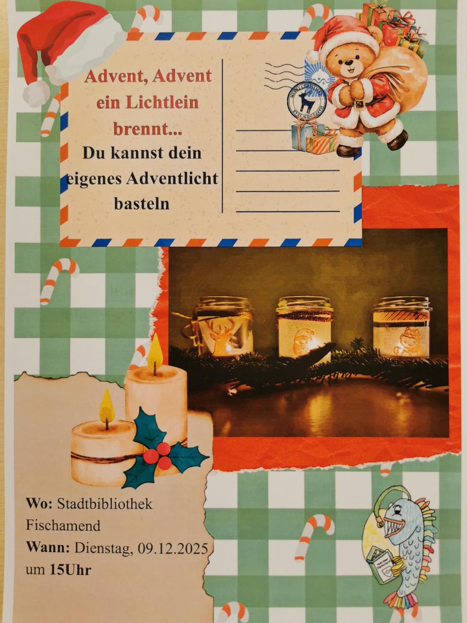 Adventlicht basteln Einladung